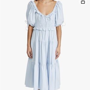 En Saison Blue Poplin Midi Dress